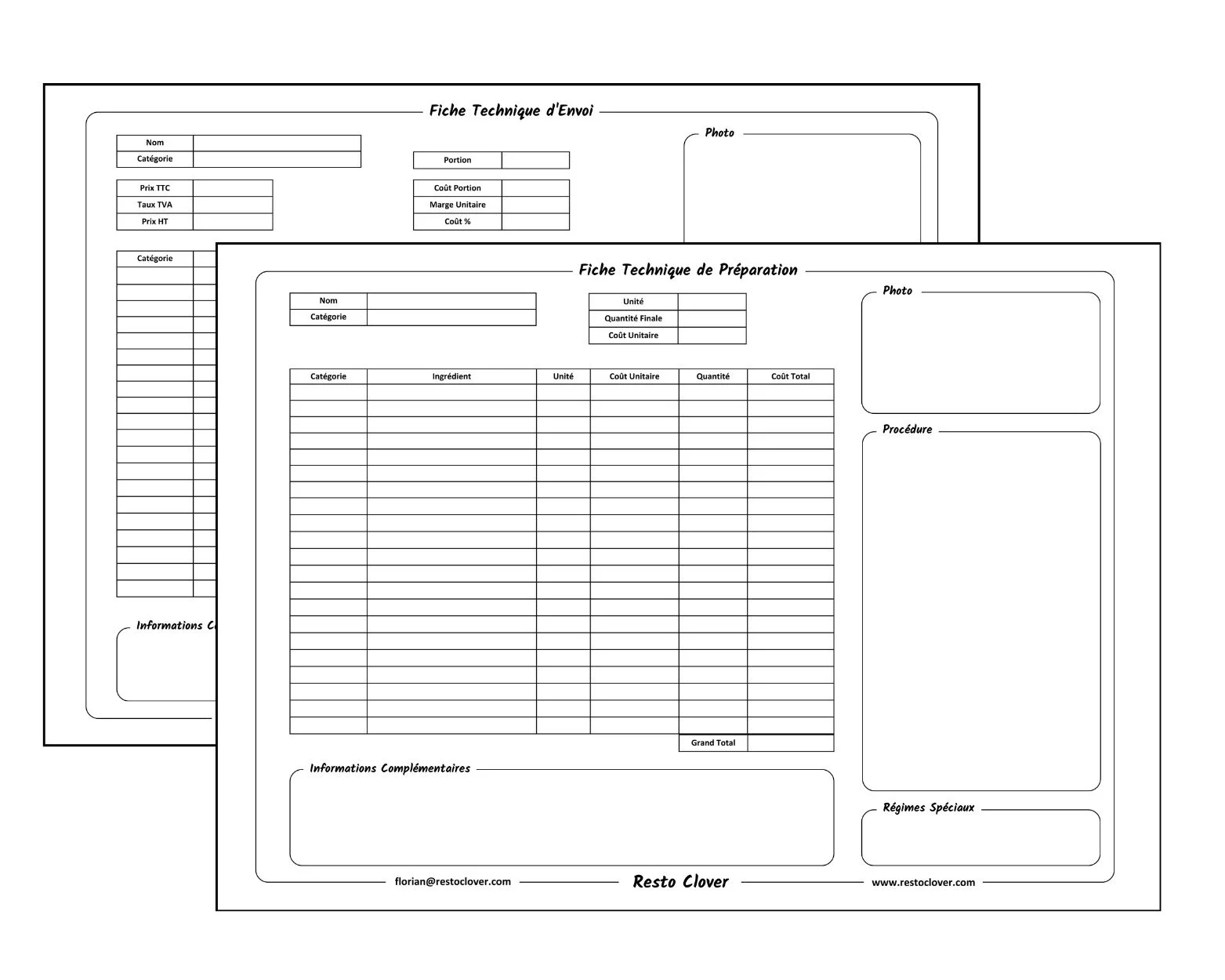 Modèle imprimable fiche technique