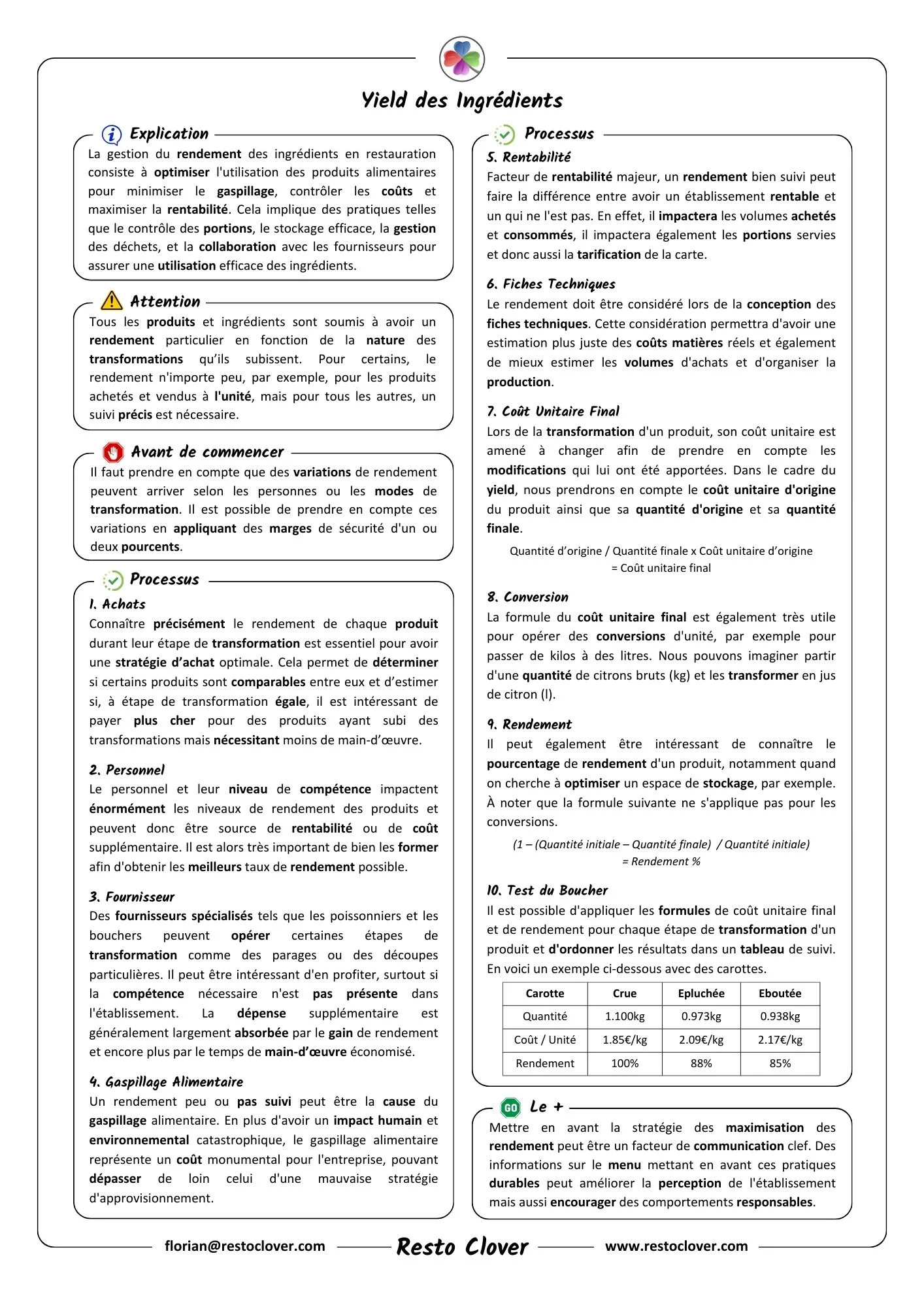 recette de gestion restaurant